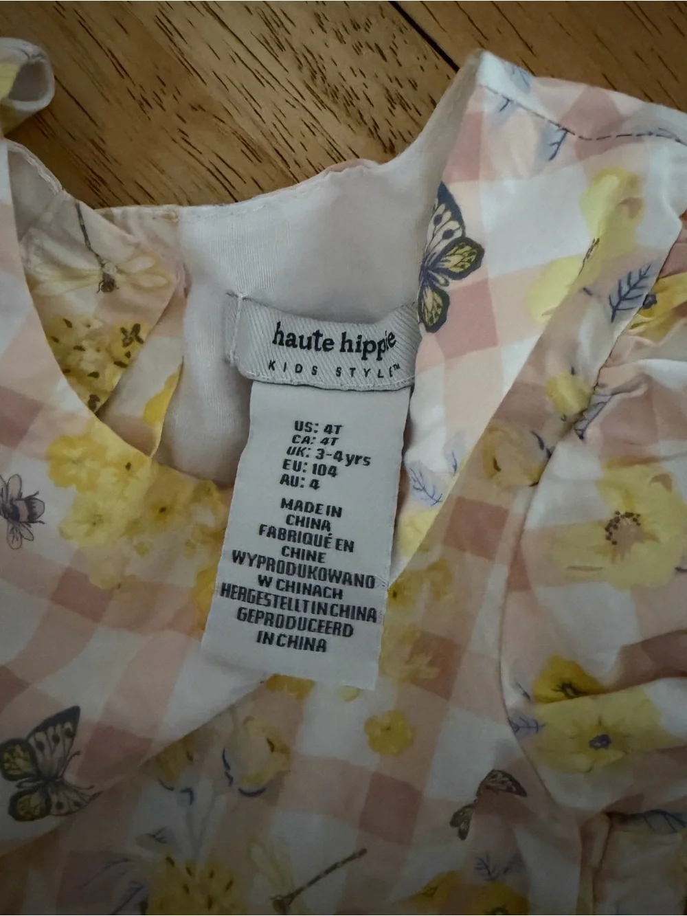 Haute Hippie Girls Yellow and White Floral Gingham Dress